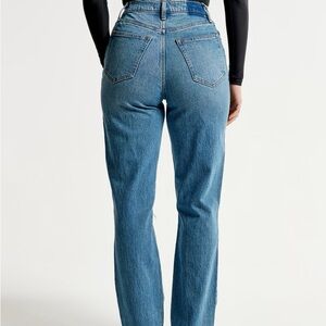 abercrombie and fitch 90s straight ultra high rise curve love blue